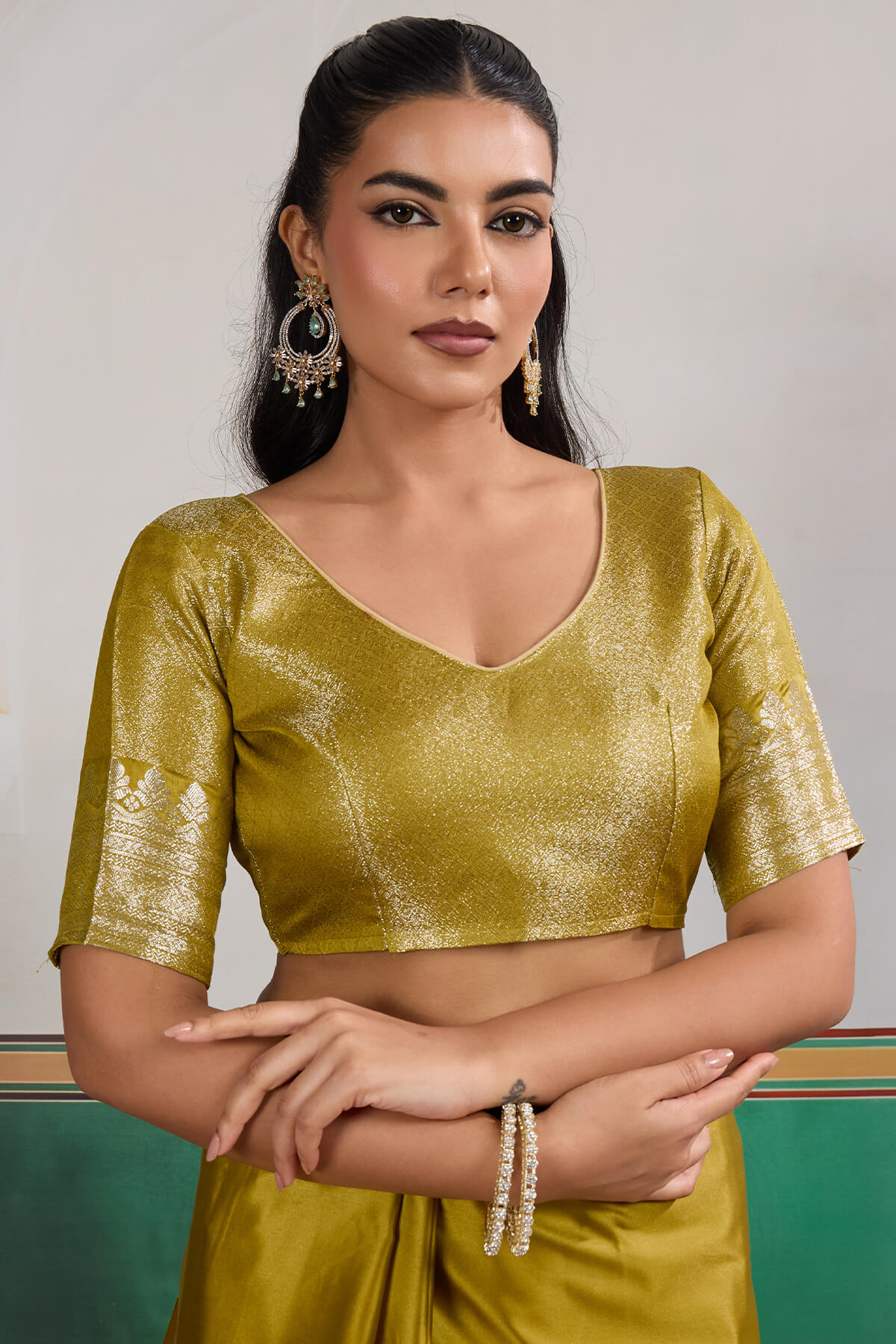 Efflorescence Mustard Banarasi Satin Silk Saree With Comely Blouse