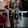Twirling Black Banarasi Satin Silk Saree With Ideal Blouse