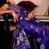 Dalliance Purple Banarasi Satin Silk Saree With Ephemeral Blouse