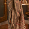 Designer Grey Soft Banarasi Silk Saree With Desiring Blouse Piece