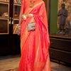 Palimpsest Peach Soft Banarasi Silk Saree With Staggering Blouse Piece