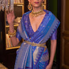 Snazzy Royal Blue Soft Banarasi Silk Saree With Exuberant Blouse Piece