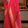 Tremendous Dark Pink Soft Banarasi Silk Saree With Luxuriant Blouse Piece