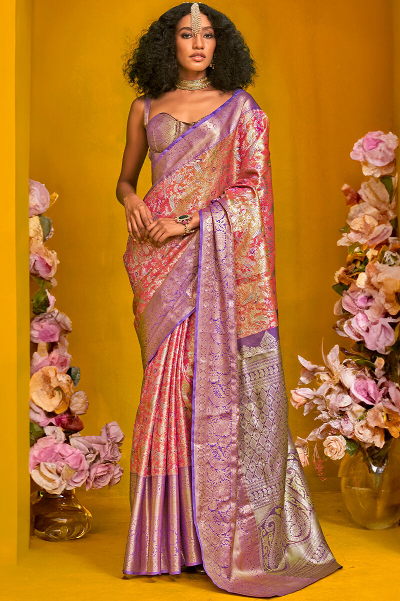 Quintessential Red Kanjivaram Silk Saree With Effervescent Blouse Piece