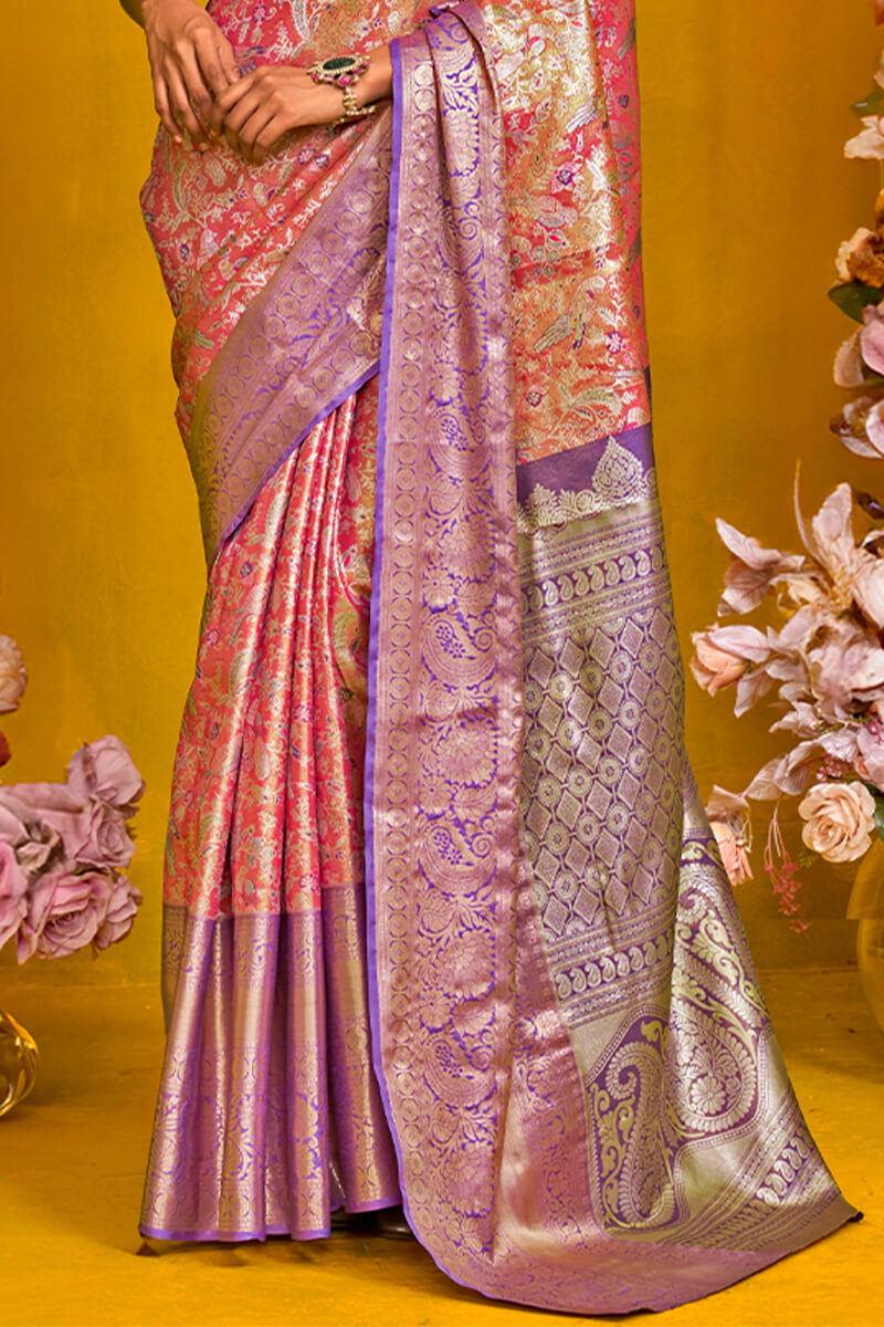 Quintessential Red Kanjivaram Silk Saree With Effervescent Blouse Piece