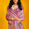 Effervescent Lavender Kanjivaram Silk Saree With Scrumptious Blouse Piece
