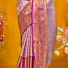Effervescent Lavender Kanjivaram Silk Saree With Scrumptious Blouse Piece