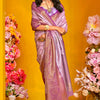 Effervescent Lavender Kanjivaram Silk Saree With Scrumptious Blouse Piece