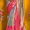 Petrichor Rama Kanjivaram Silk Saree With Engaging Blouse Piece