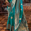Sonorous Firozi Soft Banarasi Silk Saree With Charismatic Blouse Piece