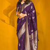 Entrancing Purple Soft Banarasi Silk Saree With Beauteous Blouse Piece