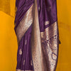 Entrancing Purple Soft Banarasi Silk Saree With Beauteous Blouse Piece