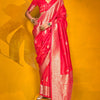 Devastating Dark Pink Soft Banarasi Silk Saree With Scrumptious Blouse Piece