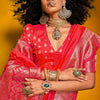 Devastating Dark Pink Soft Banarasi Silk Saree With Scrumptious Blouse Piece