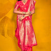 Devastating Dark Pink Soft Banarasi Silk Saree With Scrumptious Blouse Piece