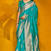 Profuse Rama Soft Banarasi Silk Saree With Charismatic Blouse Piece