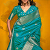 Profuse Rama Soft Banarasi Silk Saree With Charismatic Blouse Piece