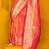 Allure Orange Soft Banarasi Silk Saree With Vibrant Blouse Piece