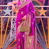 Prominent Magenta Soft Banarasi Silk Saree With Desirable Blouse Piece