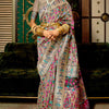 Exuberant Grey Pashmina saree With Ratatouille Blouse Piece