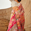 Elegant Beige Pashmina Saree With Adorning Blouse Piece