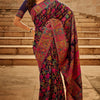 Invaluable Navy Blue Pashmina Saree With Intricate Blouse Piece