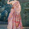 Bucolic Beige Pashmina Saree With Beauteous Blouse Piece