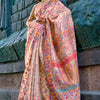 Bucolic Beige Pashmina Saree With Beauteous Blouse Piece