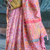 Desuetude Pink Pashmina Saree With Desultory Blouse Piece