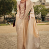 Marvellous Beige Soft Banarasi Silk Saree With Resonant Blouse Piece