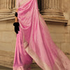Gratifying Pink Soft Banarasi Silk Saree With Nebula Blouse Piece