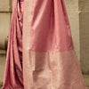 Majesty Pink Soft Banarasi Silk Saree With Rhapsody Blouse Piece