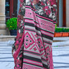 Desiring Magenta Digital Printed Satin Silk Saree With Opulent Blouse Piece