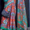 Beguiling Orange Digital Printed Satin Silk Saree With Embellished Blouse Piece