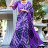 Majestic Royal Purple Digital Printed Satin Silk Saree With Imaginative Blouse Piece