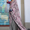 Nemesis Wine and Grey Digital Printed Satin Silk Saree With Elision Blouse Piece