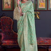 Scrumptious Sea Green Soft Banarasi Silk Saree With Tremendous Blouse Piece
