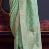 Scrumptious Sea Green Soft Banarasi Silk Saree With Tremendous Blouse Piece
