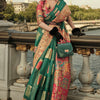 Fragrant Dark Green Pashmina saree With Jubilant Blouse Piece