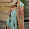 Ailurophile Sky Pashmina saree With Effulgent Blouse Piece