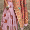 Pleasant Baby Pink Pashmina saree With Vivacious Blouse Piece