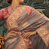 Deserving Grey Pashmina saree With Resplendent Blouse Piece