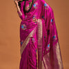 Excellent Dark Pink Banarasi Satin Silk Saree With Efflorescence Blouse