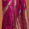 Excellent Dark Pink Banarasi Satin Silk Saree With Efflorescence Blouse