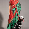 Piquant Sea Green Digital Printed Soft Silk Saree With Lustrous Blouse Piece
