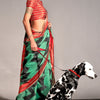 Piquant Sea Green Digital Printed Soft Silk Saree With Lustrous Blouse Piece