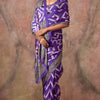 Innovative Violet Ajrakh Printed Satin Silk Saree With Exquisite Blouse Piece