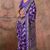 Innovative Violet Ajrakh Printed Satin Silk Saree With Exquisite Blouse Piece