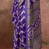 Innovative Violet Ajrakh Printed Satin Silk Saree With Exquisite Blouse Piece