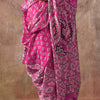 Assemblage Dark Pink Ajrakh Printed Satin Silk Saree With Sophisticated Blouse Piece